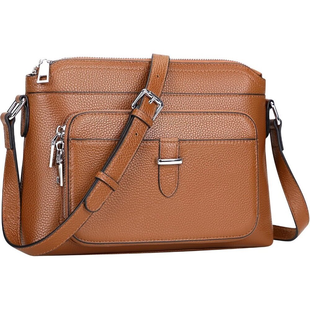 Genuine Leather Crossbody Brown New Bag for Women Small Handbag with Card Slots - Picture 8 of 8